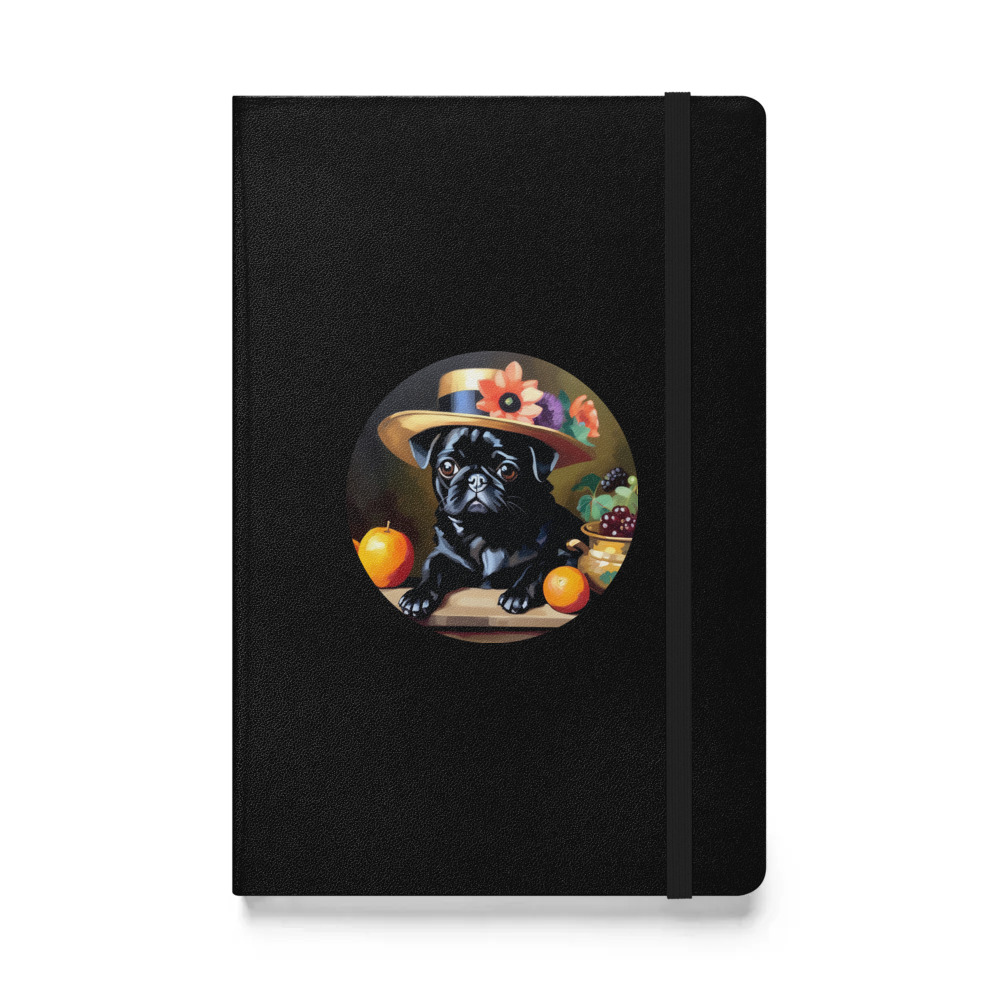 PugMug Custom Black Pug Hardcover Bound Notebook