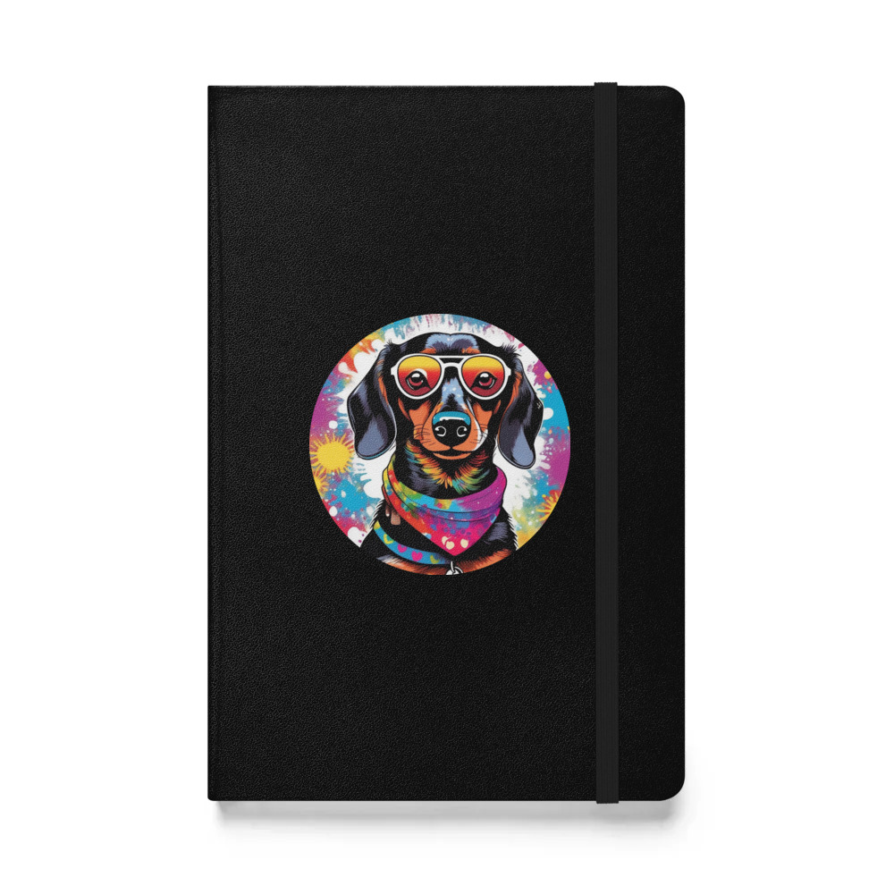 PugMug Custom Black Dachshund Hardcover Bound Notebook