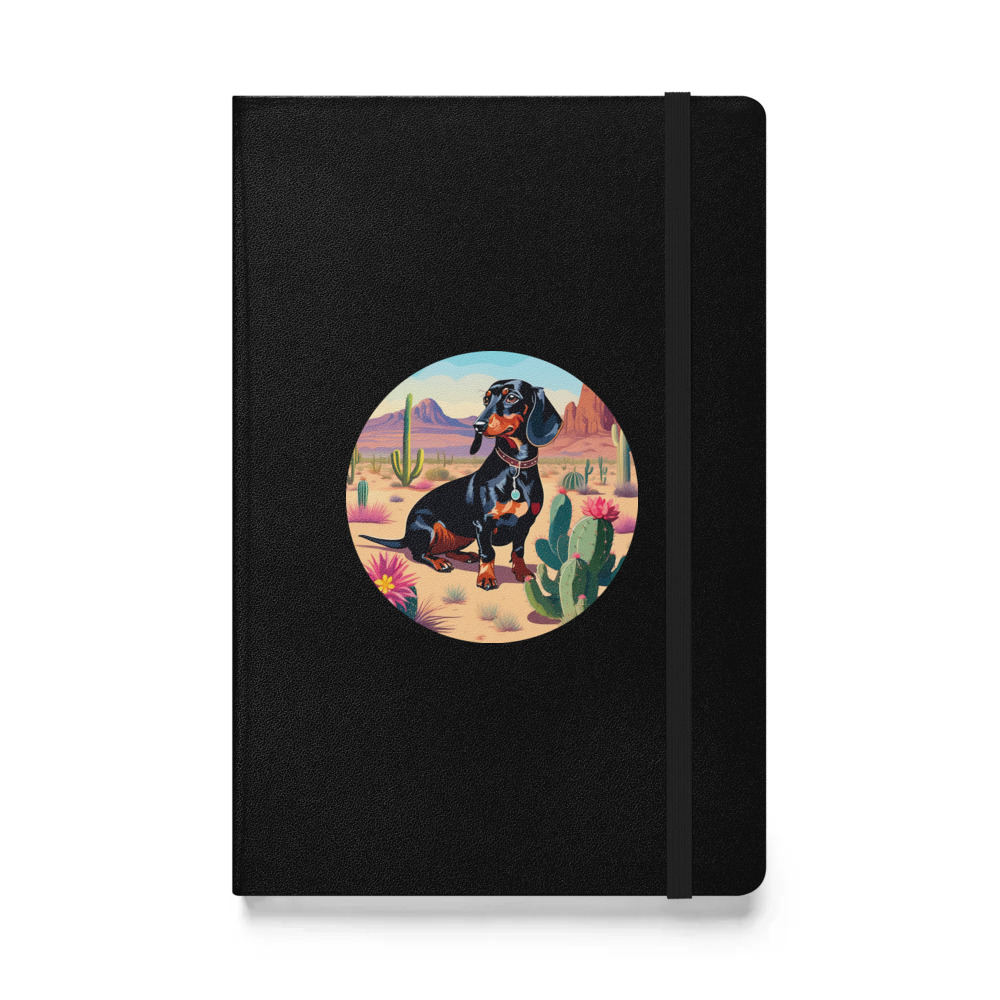 PugMug Custom Black Dachshund Hardcover Bound Notebook