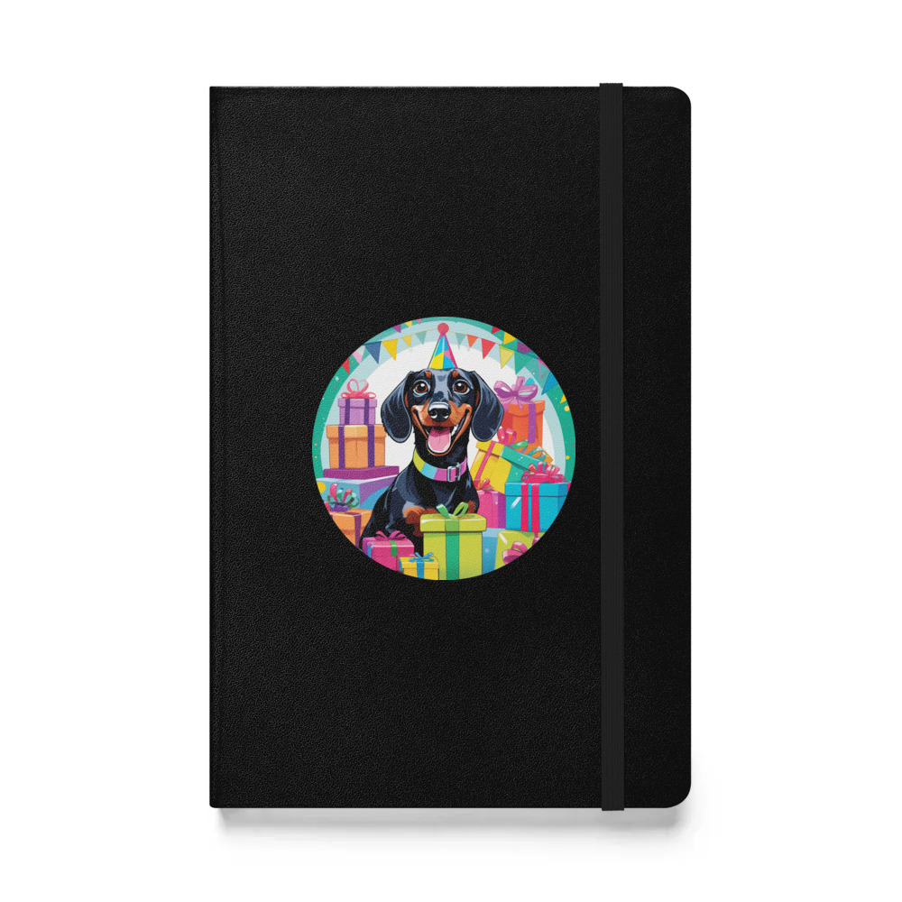 PugMug Custom Black Dachshund Hardcover Bound Notebook