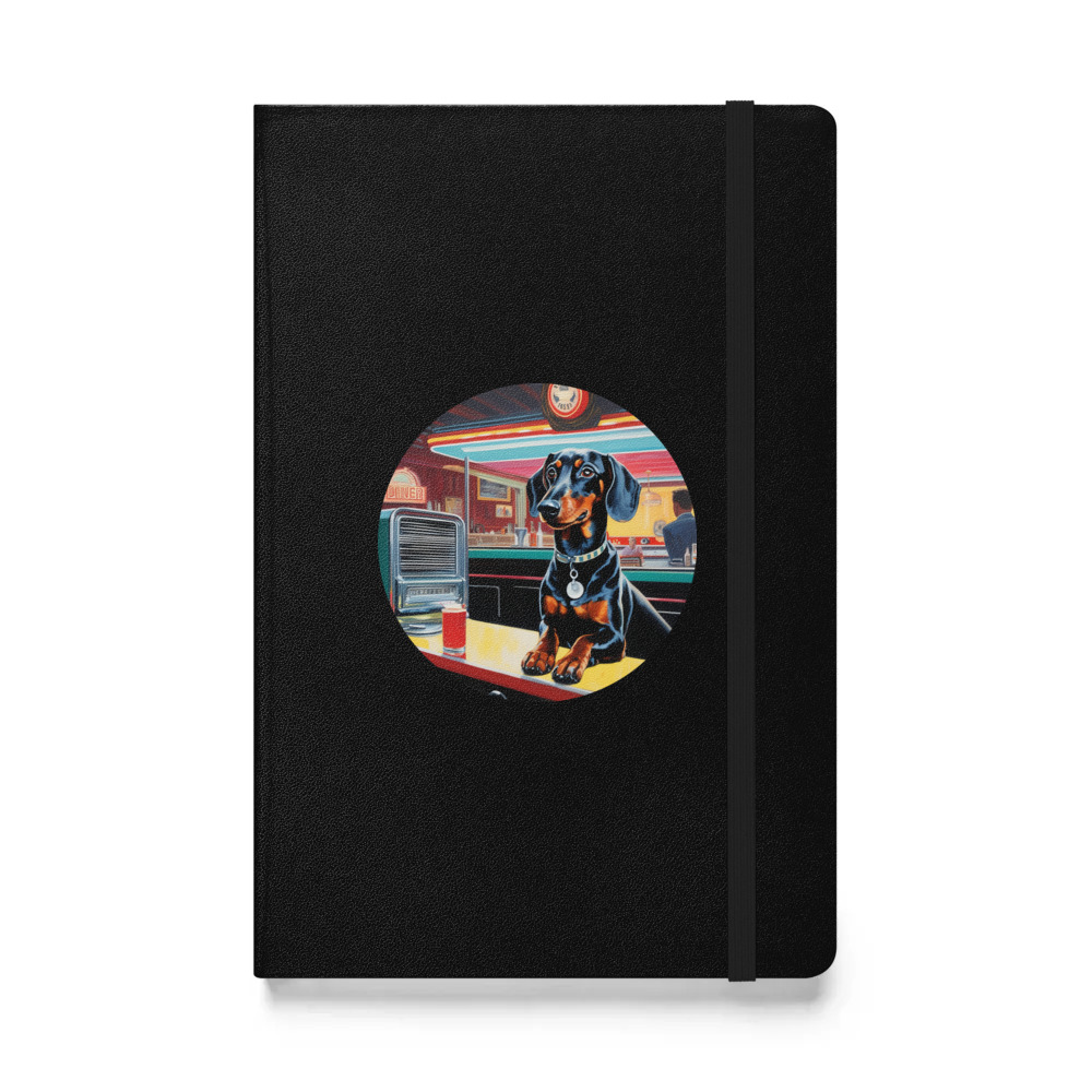 PugMug Custom Black Dachshund Hardcover Bound Notebook