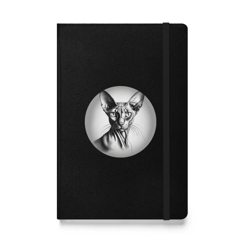 PugMug Custom Black Sphynx Cat Hardcover Bound Notebook