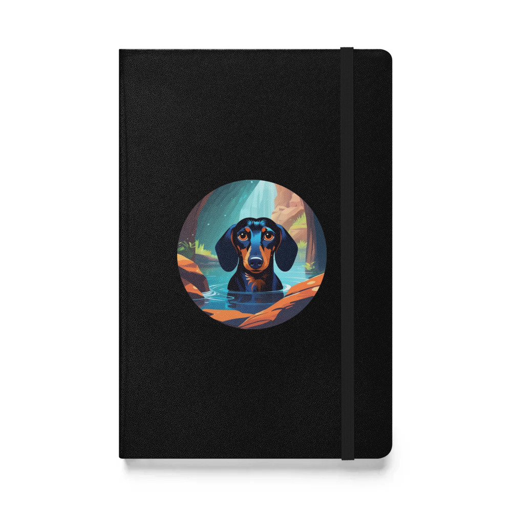 PugMug Custom Black Dachshund Hardcover Bound Notebook