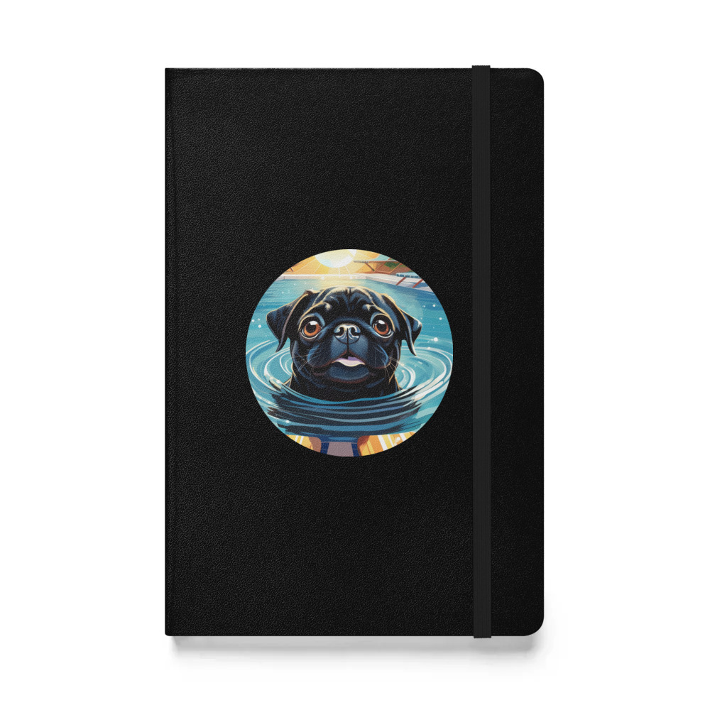 PugMug Custom Black Pug Hardcover Bound Notebook