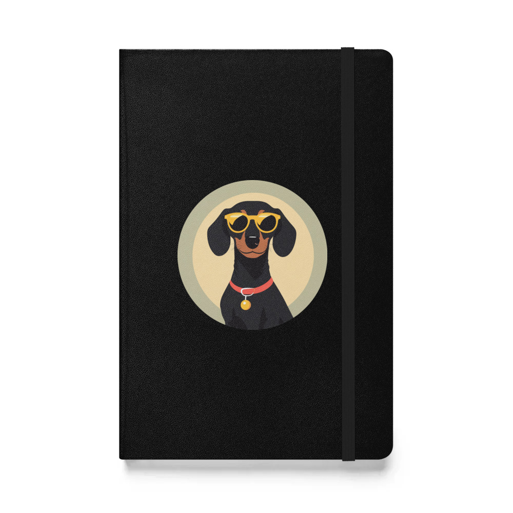 PugMug Custom Black Dachshund Hardcover Bound Notebook