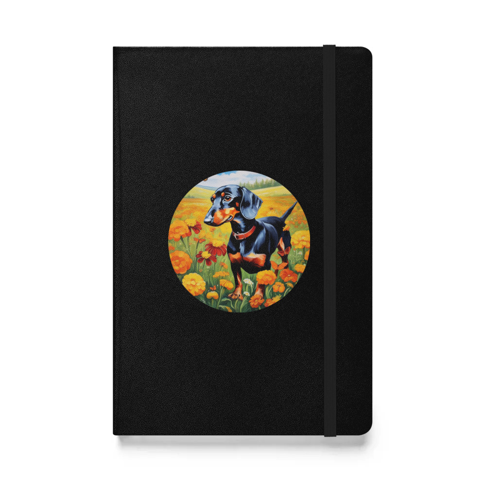 PugMug Custom Black Dachshund Hardcover Bound Notebook