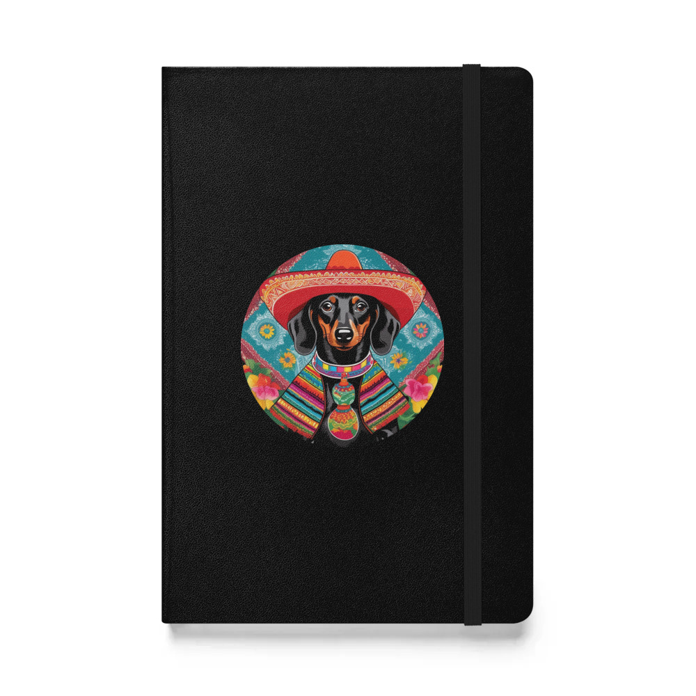 PugMug Custom Black Dachshund Hardcover Bound Notebook