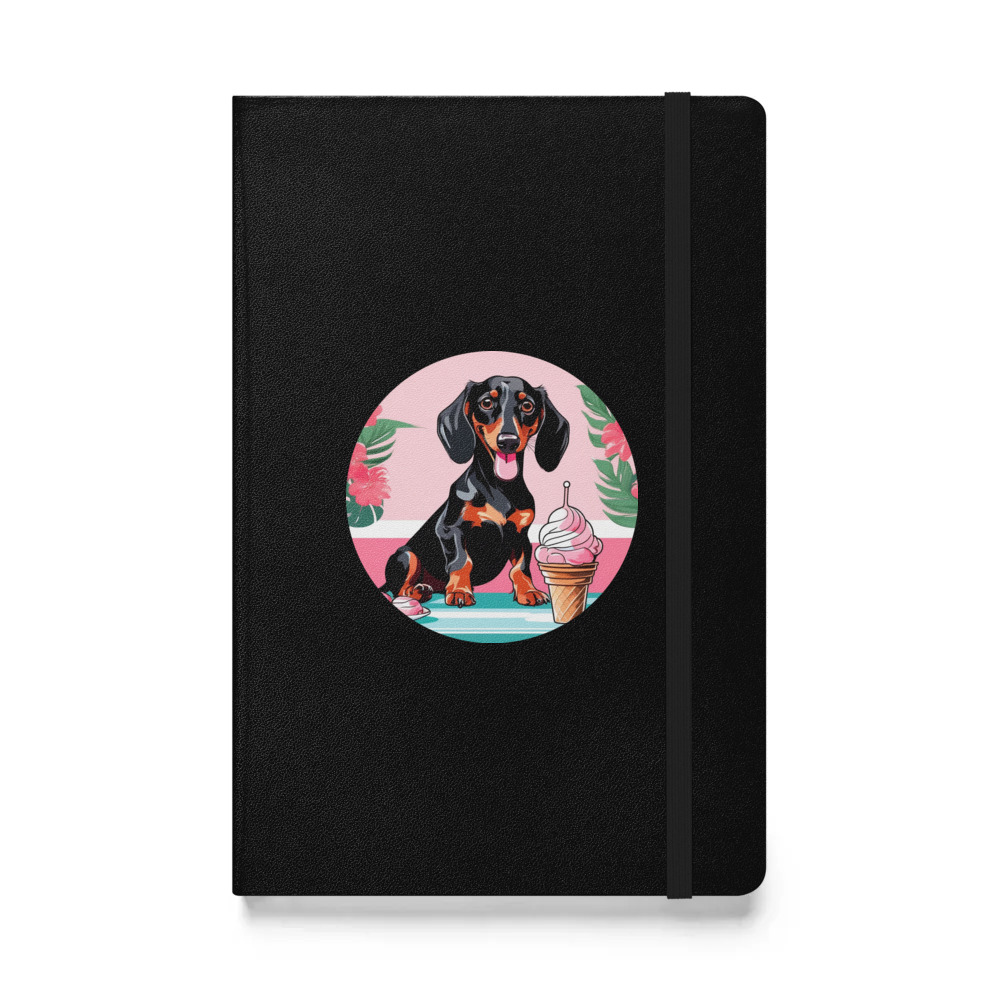 PugMug Custom Black Dachshund Hardcover Bound Notebook