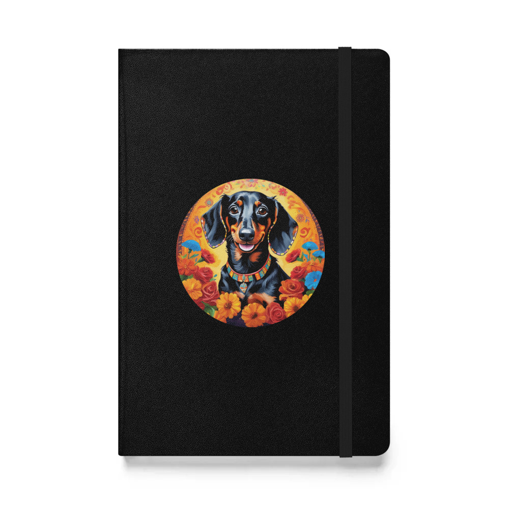 PugMug Custom Black Dachshund Hardcover Bound Notebook