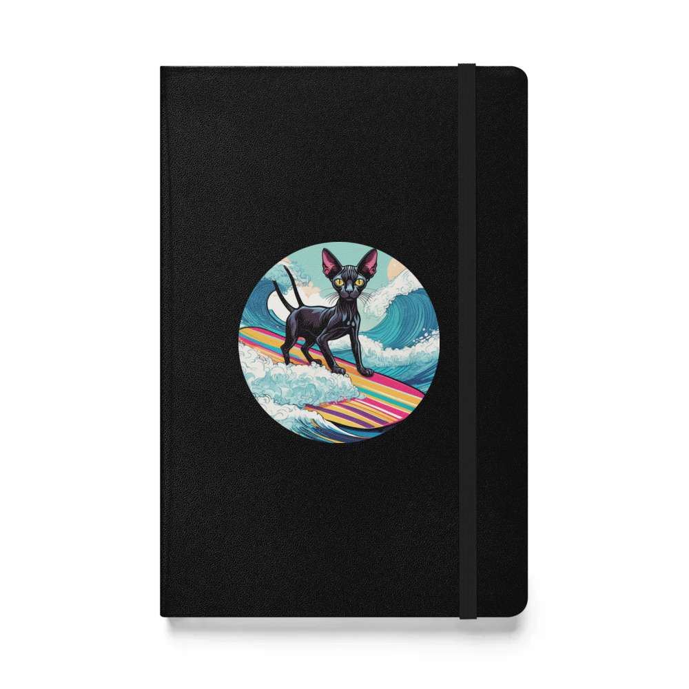 PugMug Custom Black Sphynx Cat Hardcover Bound Notebook