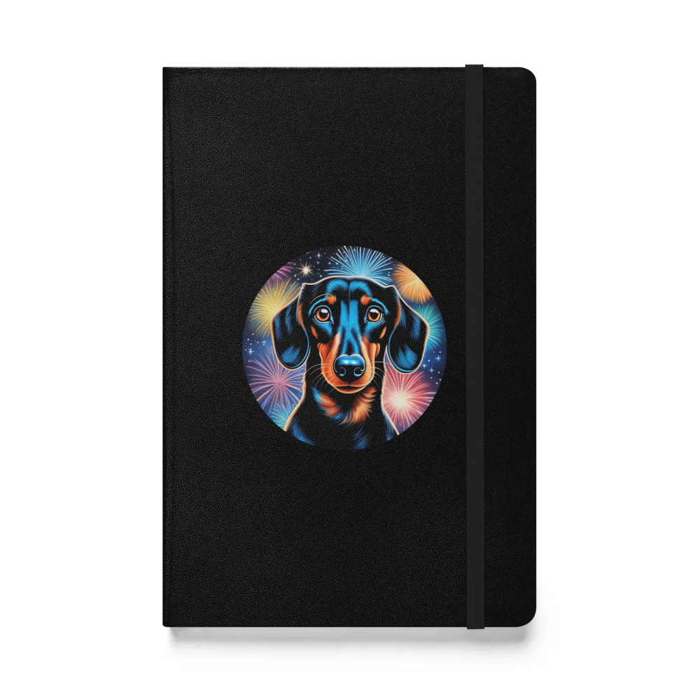 PugMug Custom Black Dachshund Hardcover Bound Notebook