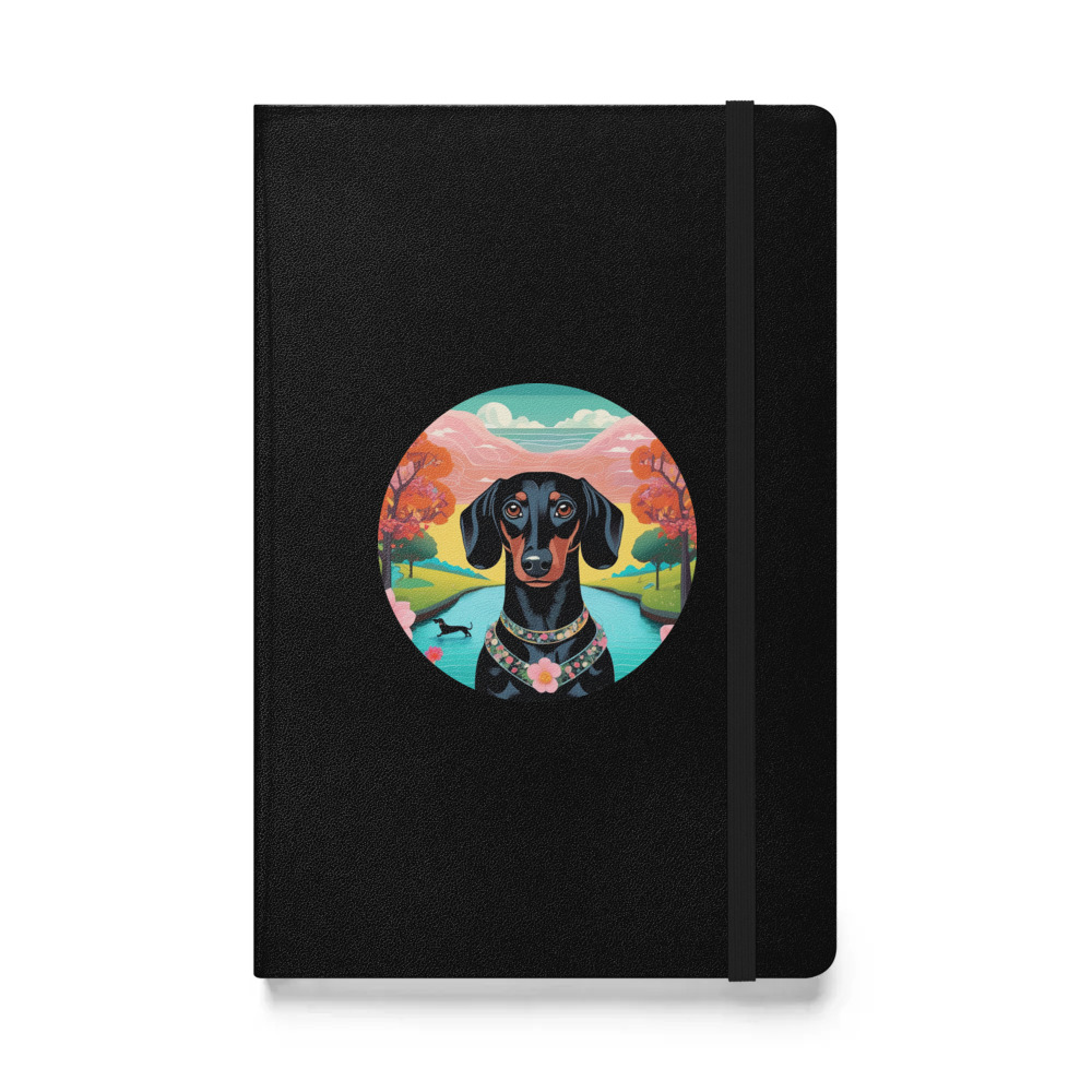 PugMug Custom Black Dachshund Hardcover Bound Notebook