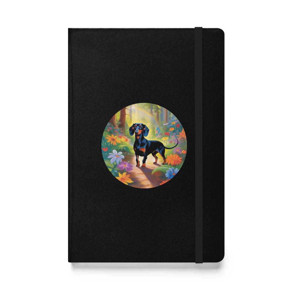 PugMug Custom Black Dachshund Hardcover Bound Notebook