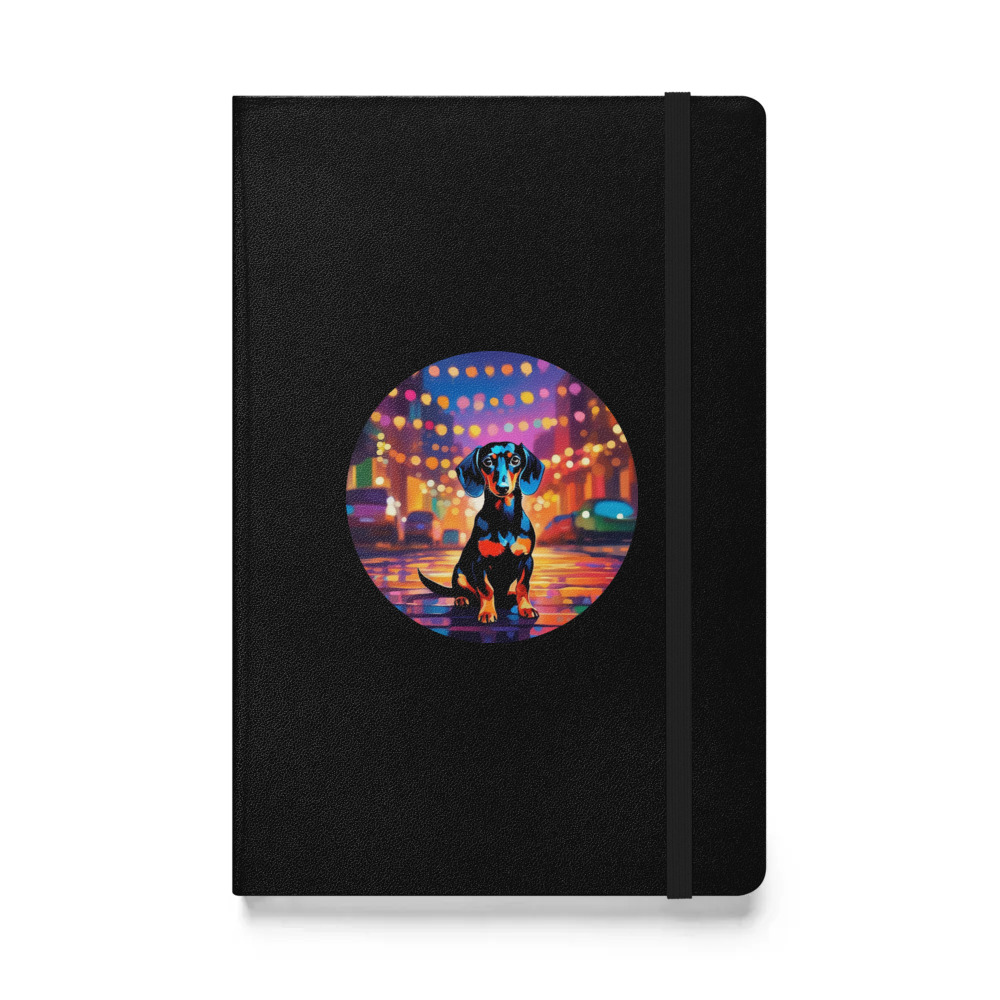 PugMug Custom Black Dachshund Hardcover Bound Notebook