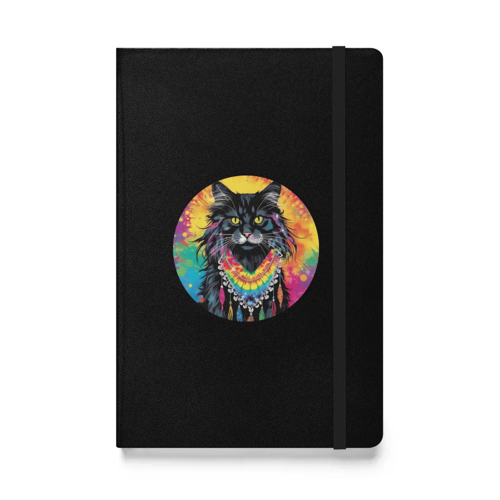 PugMug Custom Black Maine Coon Cat Hardcover Bound Notebook