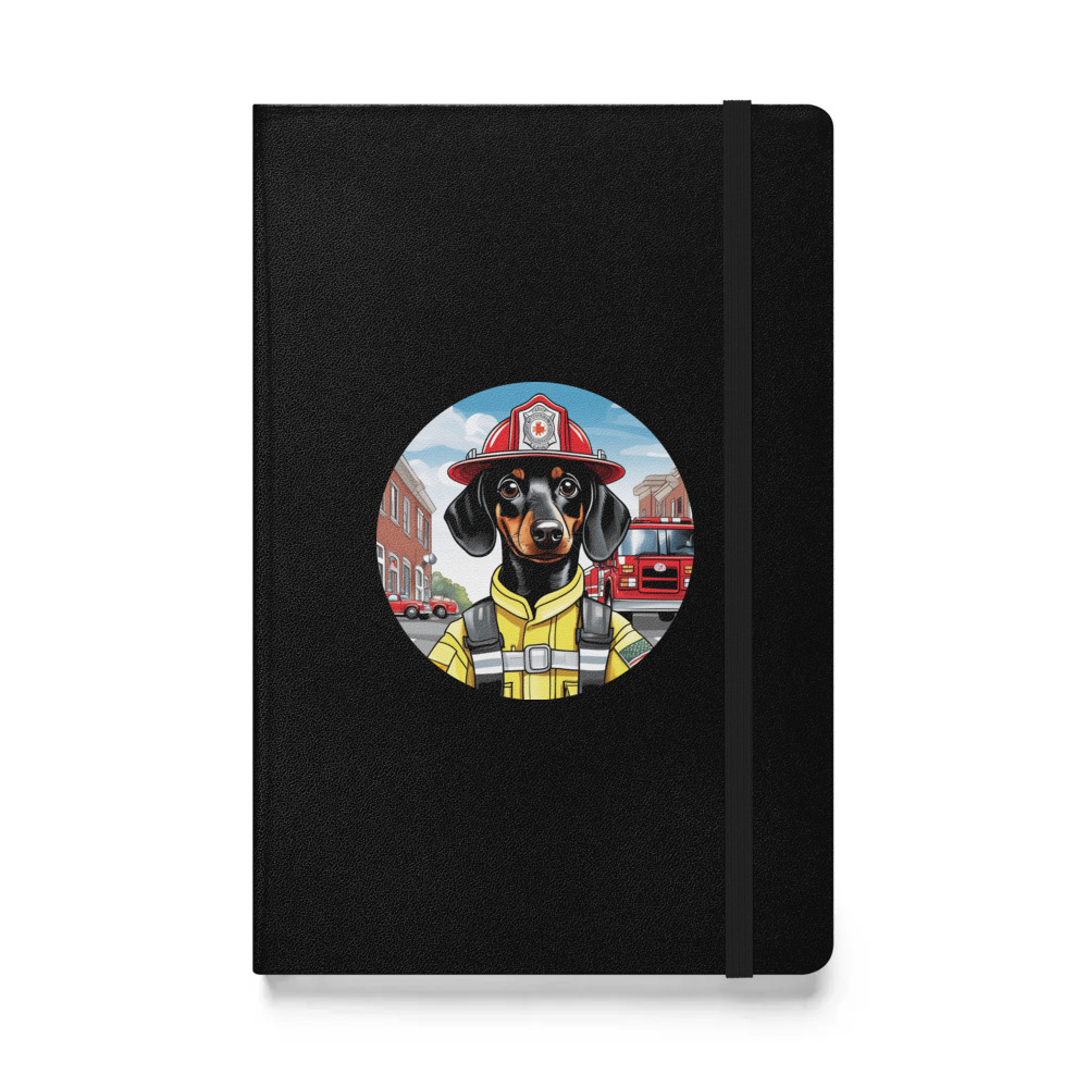 PugMug Custom Black Dachshund Hardcover Bound Notebook
