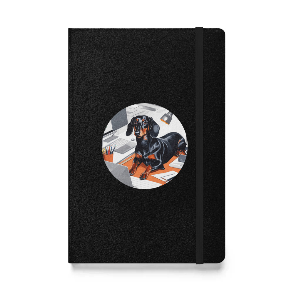 PugMug Custom Black Dachshund Hardcover Bound Notebook