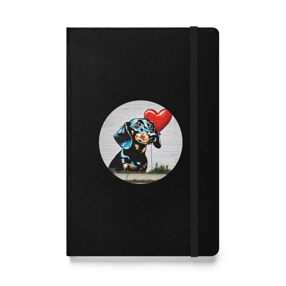 PugMug Custom Black Dachshund Hardcover Bound Notebook