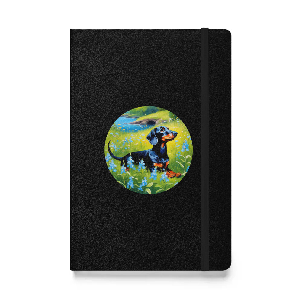 PugMug Custom Black Dachshund Hardcover Bound Notebook