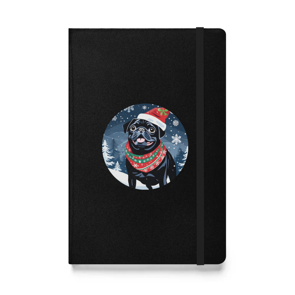 PugMug Custom Black Pug Hardcover Bound Notebook