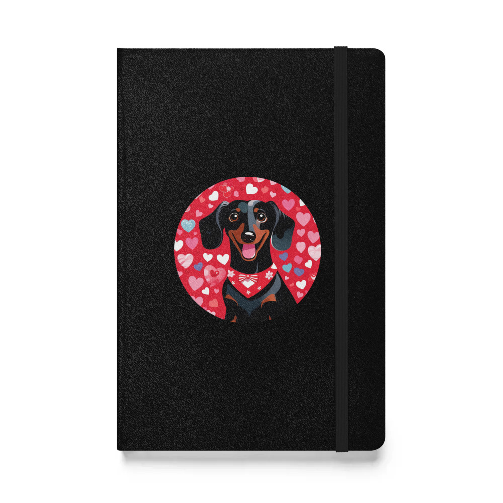 PugMug Custom Black Dachshund Hardcover Bound Notebook