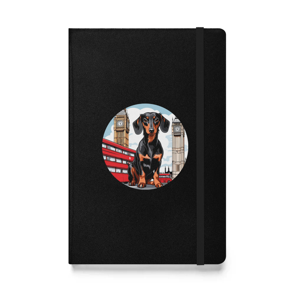 PugMug Custom Black Dachshund Hardcover Bound Notebook