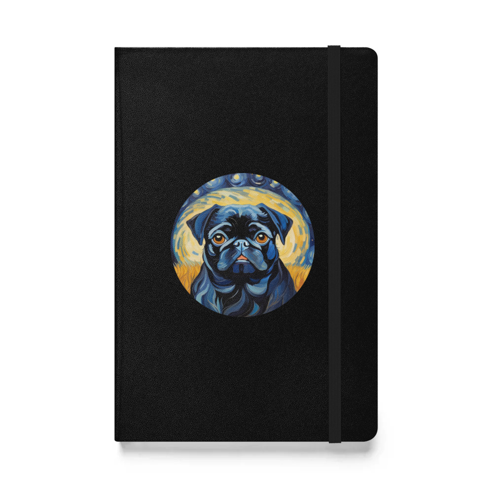 PugMug Custom Black Pug Hardcover Bound Notebook