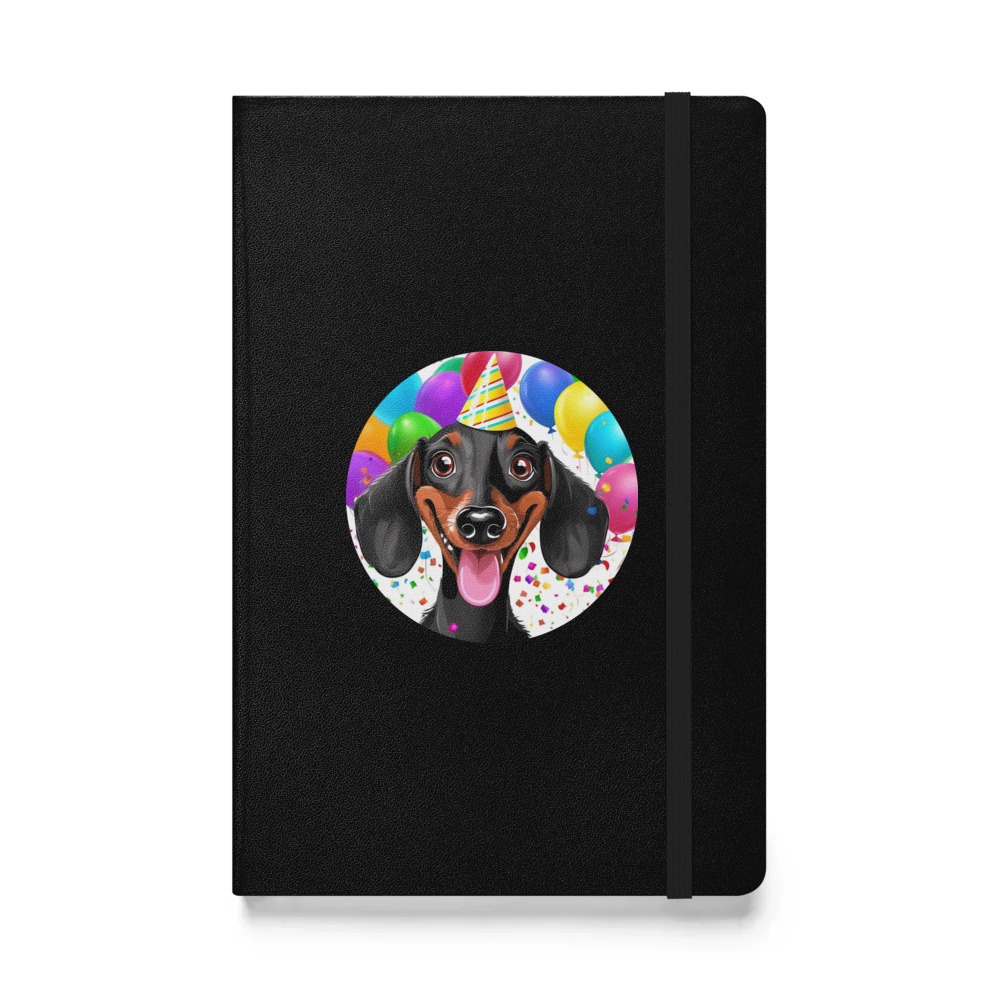 PugMug Custom Black Dachshund Hardcover Bound Notebook