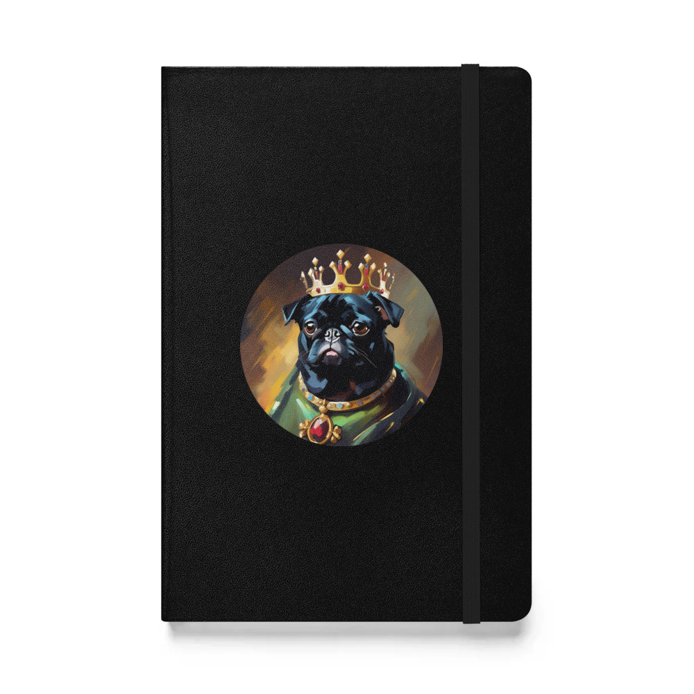 PugMug Custom Black Pug Hardcover Bound Notebook