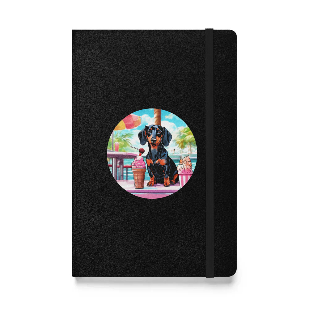 PugMug Custom Black Dachshund Hardcover Bound Notebook