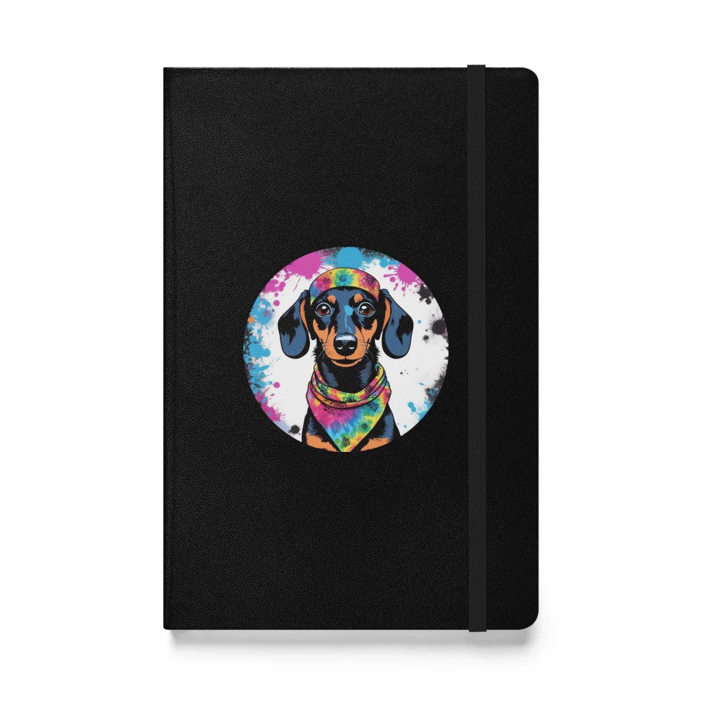 PugMug Custom Black Dachshund Hardcover Bound Notebook