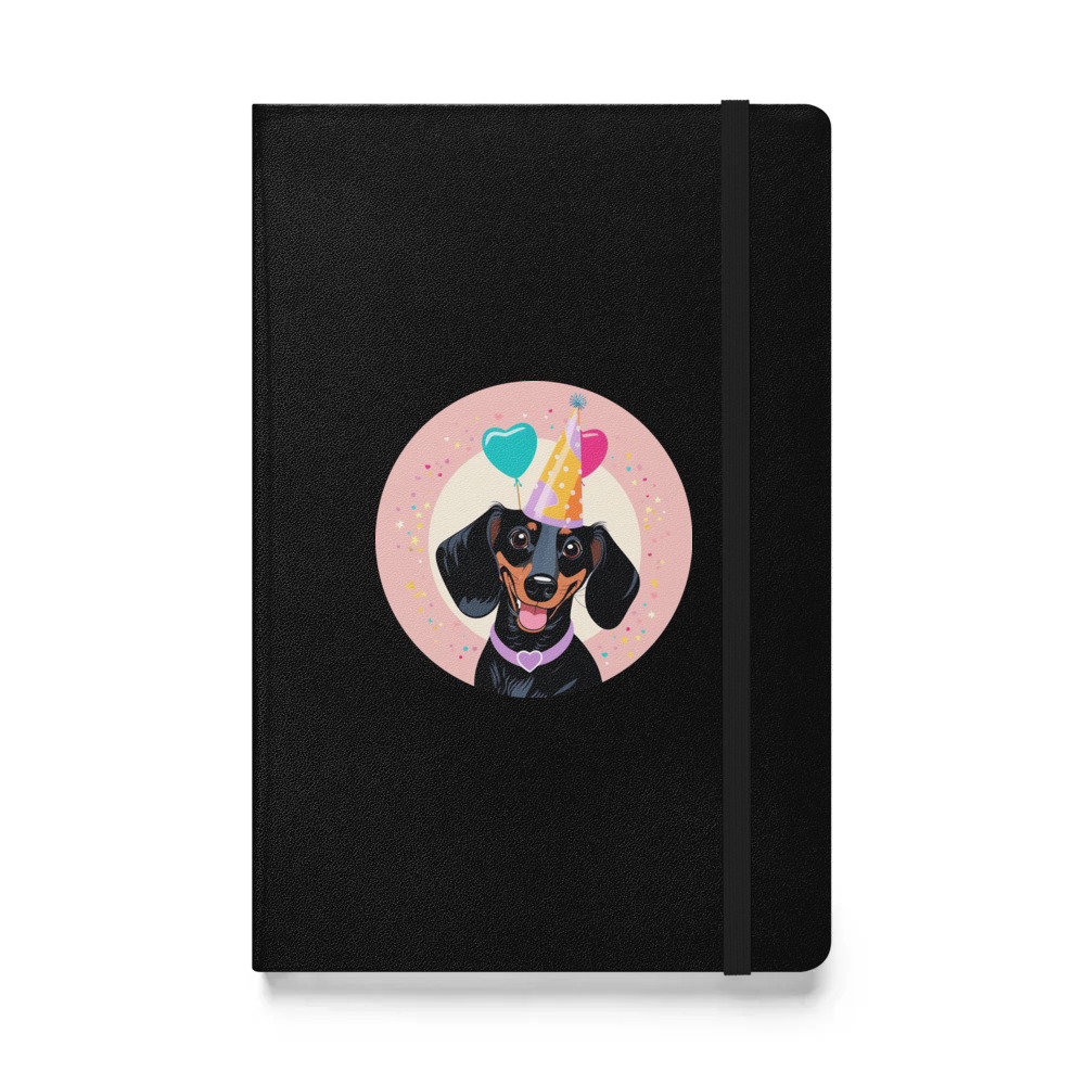 PugMug Custom Black Dachshund Hardcover Bound Notebook