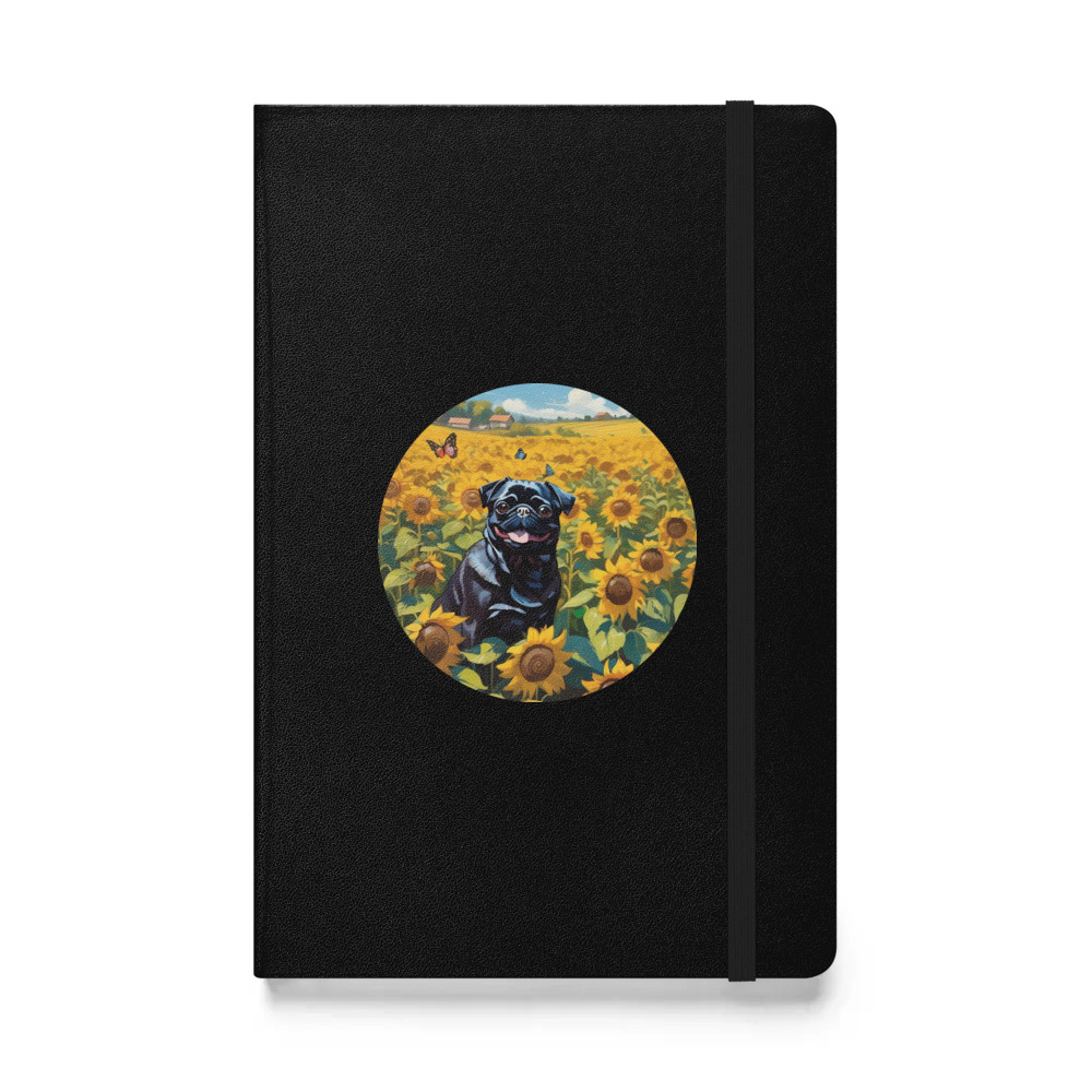 PugMug Custom Black Pug Hardcover Bound Notebook
