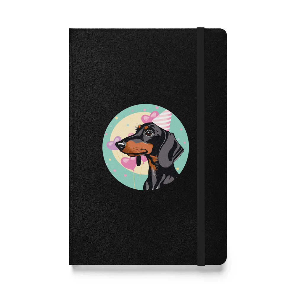 PugMug Custom Black Dachshund Hardcover Bound Notebook