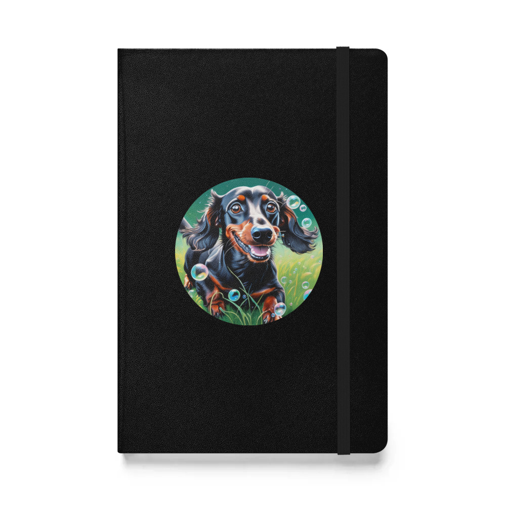 PugMug Custom Black Dachshund Hardcover Bound Notebook