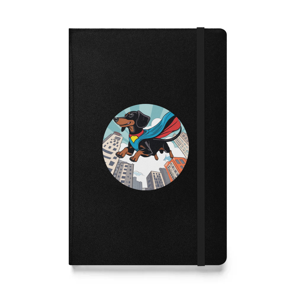 PugMug Custom Black Dachshund Hardcover Bound Notebook