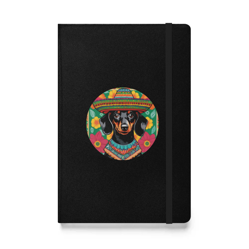 PugMug Custom Black Dachshund Hardcover Bound Notebook