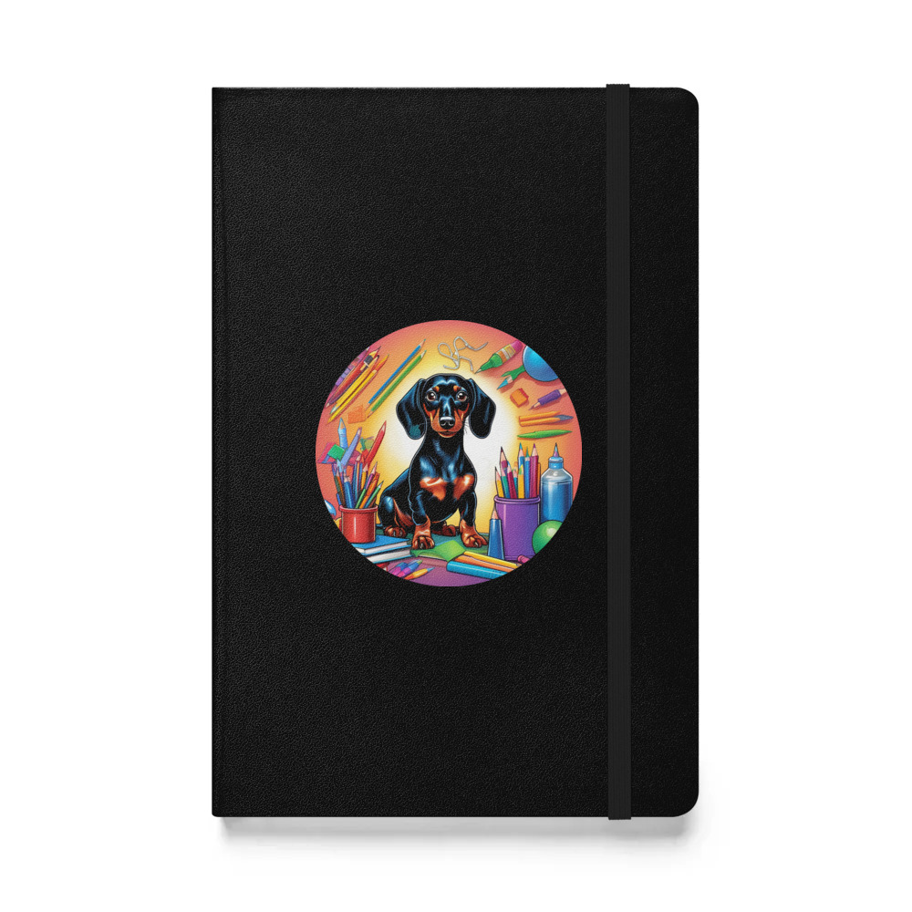PugMug Custom Black Dachshund Hardcover Bound Notebook