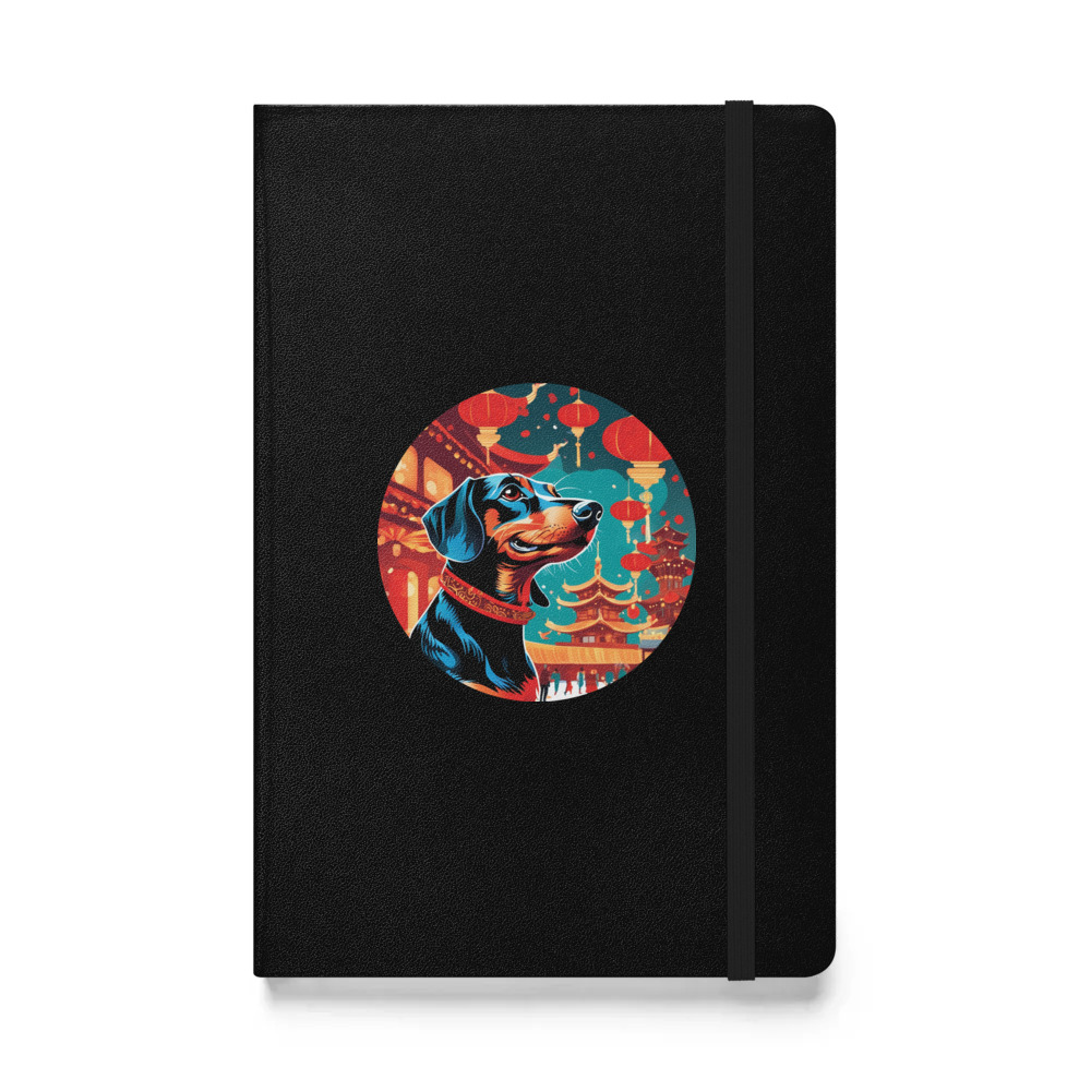 PugMug Custom Black Dachshund Hardcover Bound Notebook