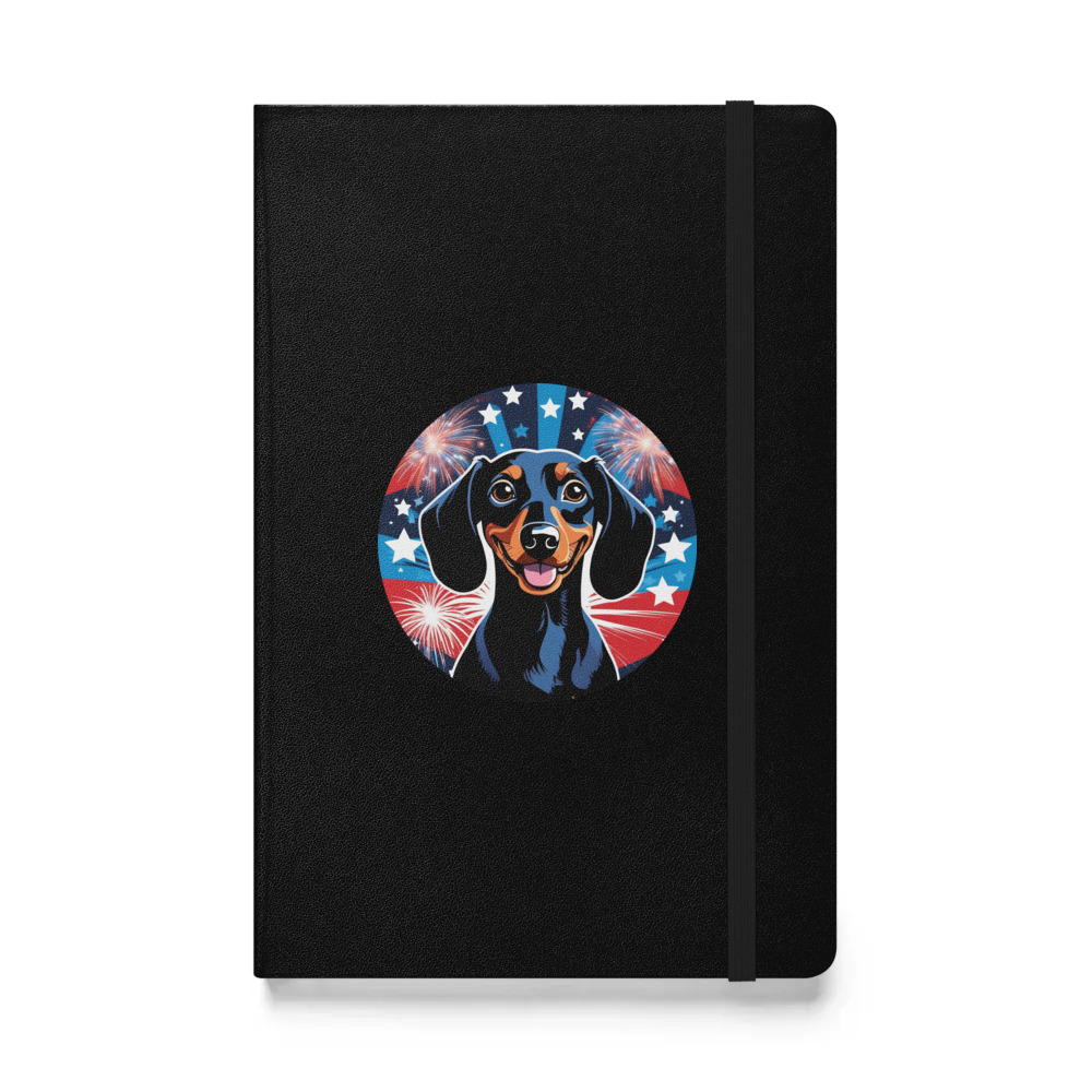 PugMug Custom Black Dachshund Hardcover Bound Notebook