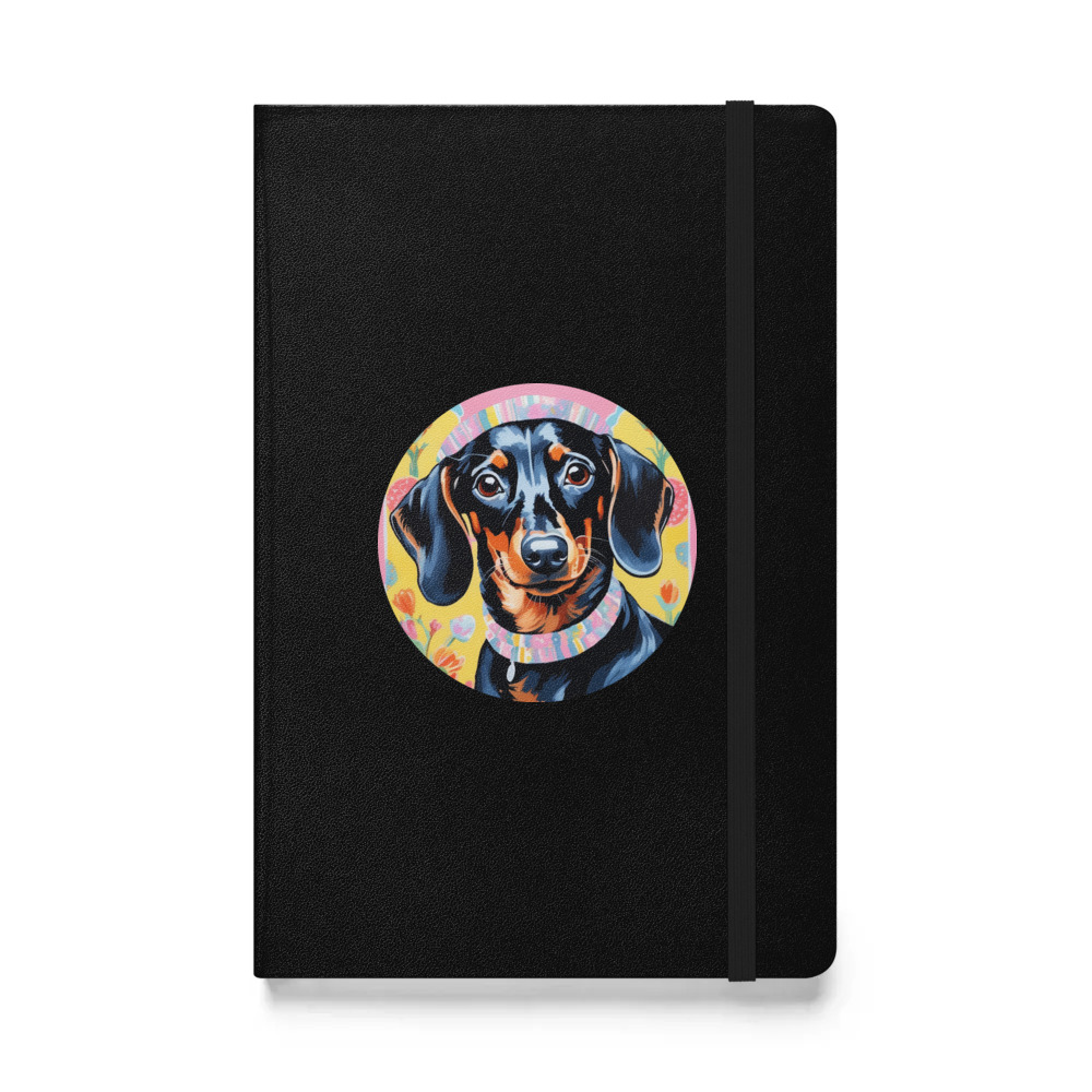 PugMug Custom Black Dachshund Hardcover Bound Notebook