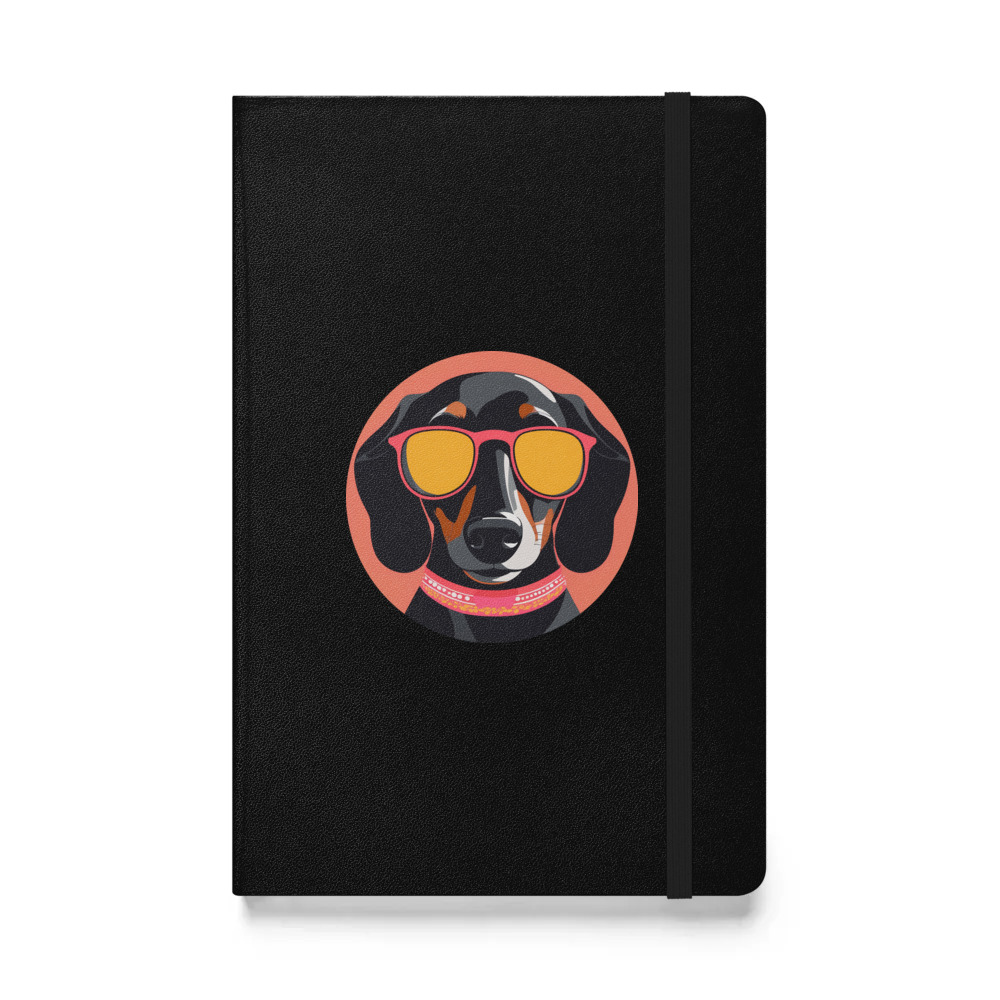 PugMug Custom Black Dachshund Hardcover Bound Notebook