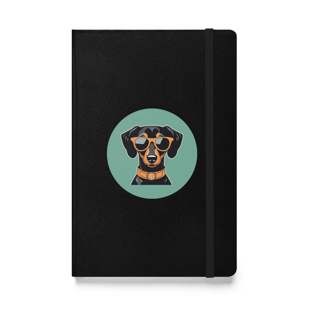 PugMug Custom Black Dachshund Hardcover Bound Notebook