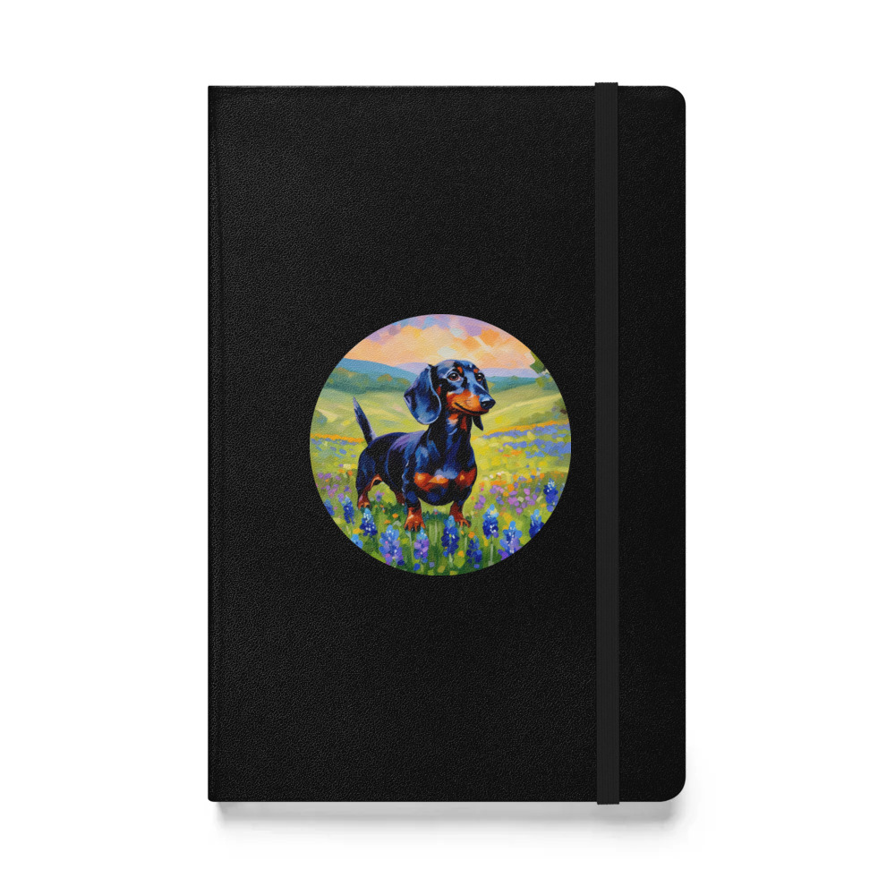 PugMug Custom Black Dachshund Hardcover Bound Notebook