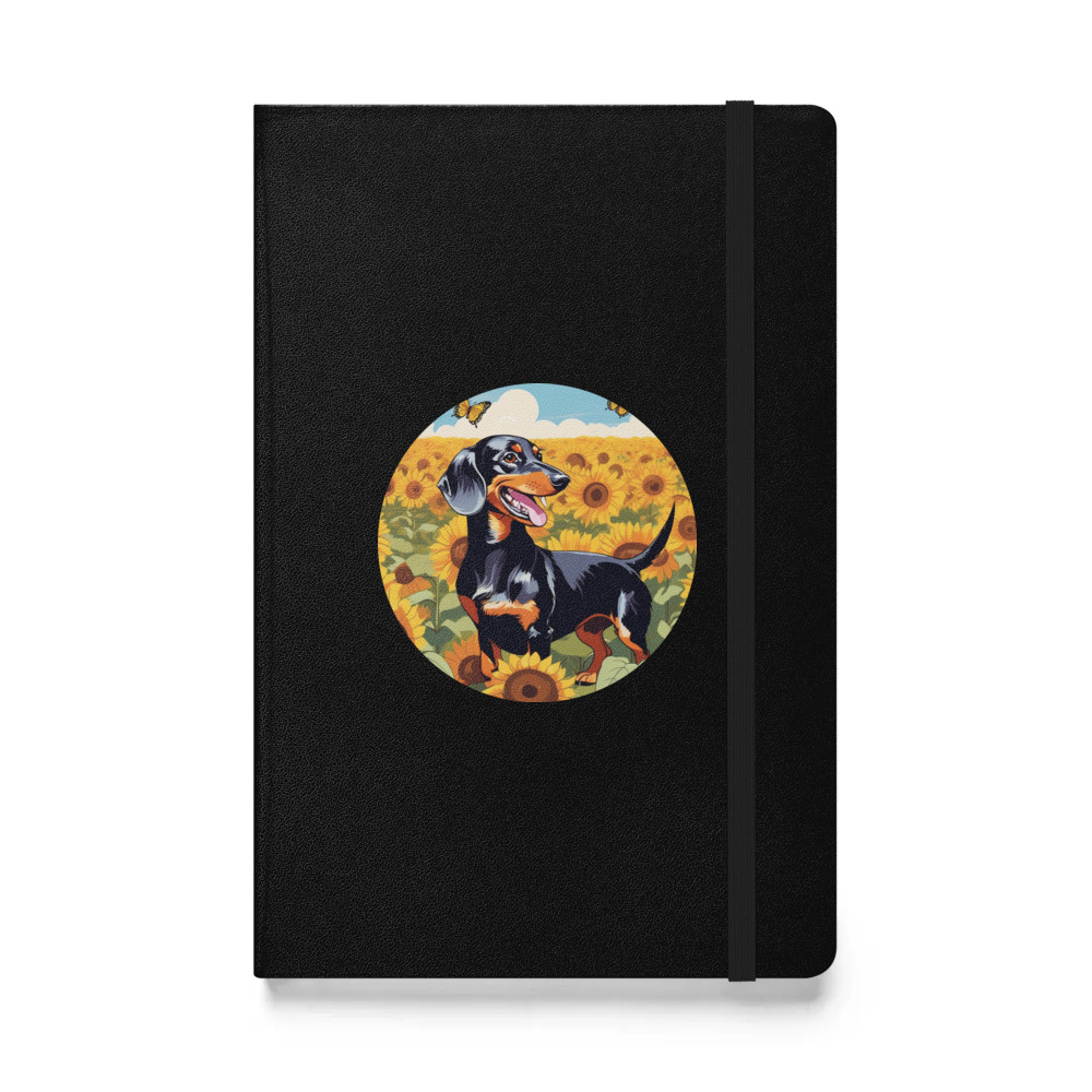PugMug Custom Black Dachshund Hardcover Bound Notebook