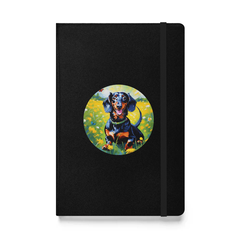 PugMug Custom Black Dachshund Hardcover Bound Notebook