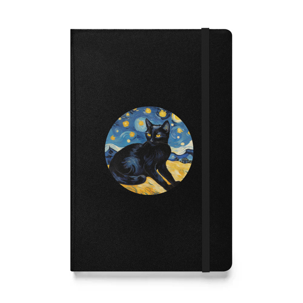 PugMug Custom Black Companion Cat Hardcover Bound Notebook