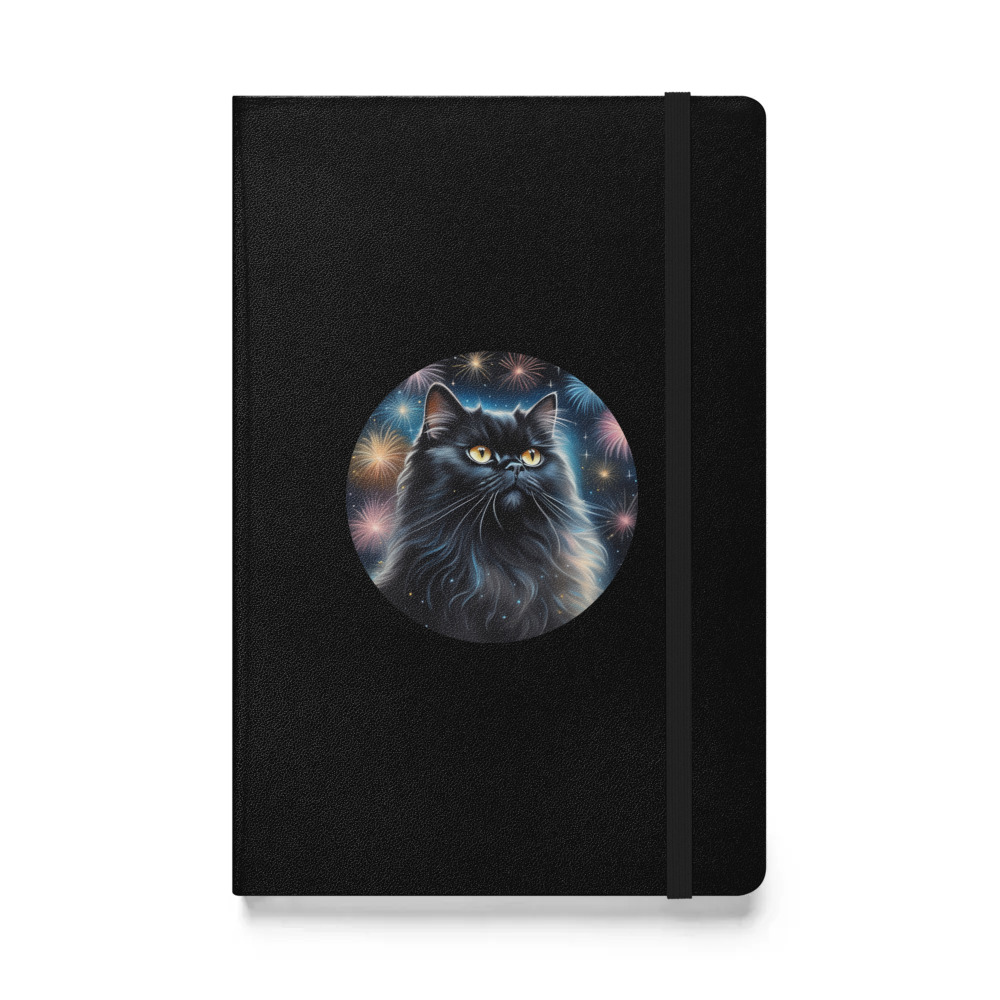 PugMug Custom Black Persian Cat Hardcover Bound Notebook