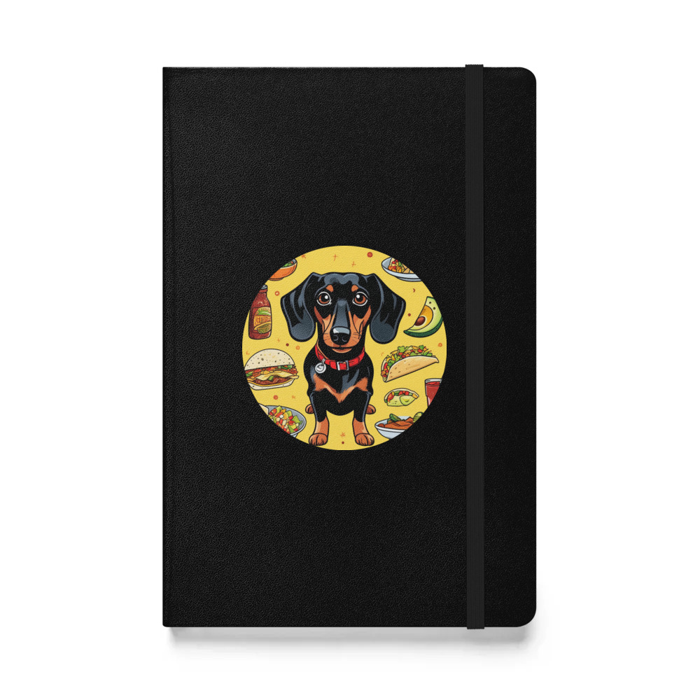 PugMug Custom Black Dachshund Hardcover Bound Notebook