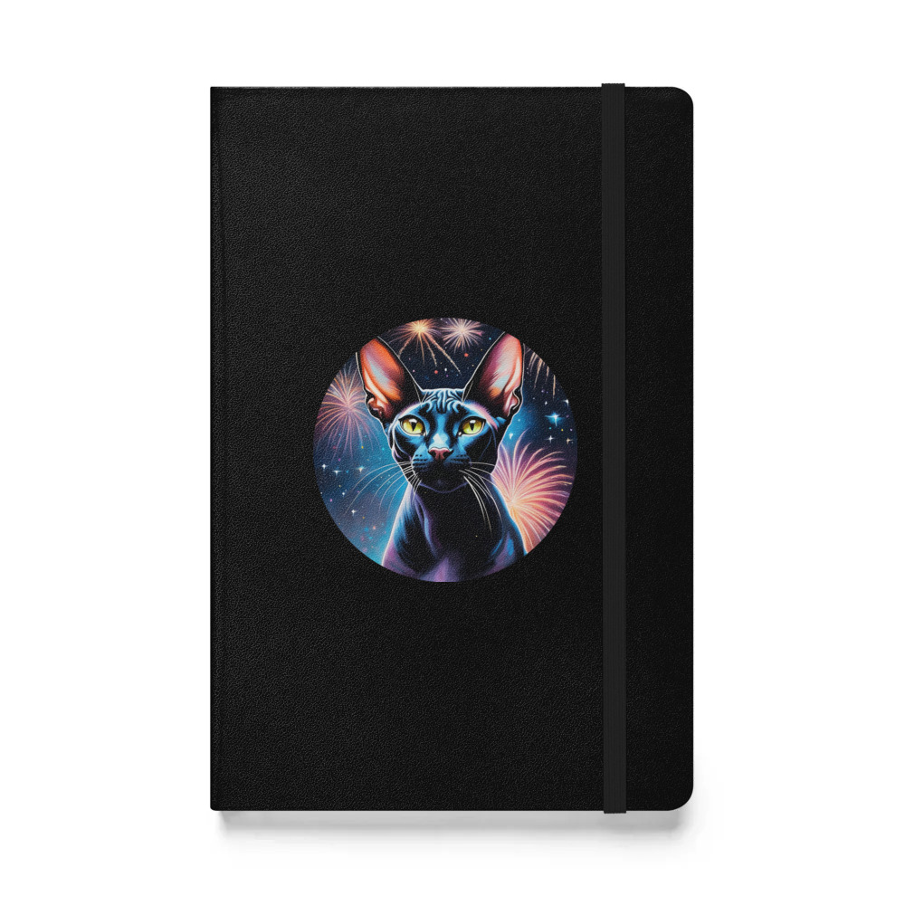 PugMug Custom Black Sphynx Cat Hardcover Bound Notebook